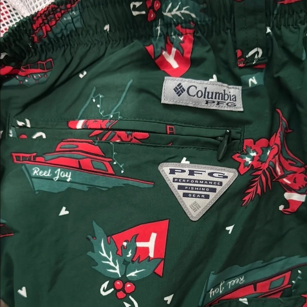 Columbia Green and Red Swim Trunks PFG